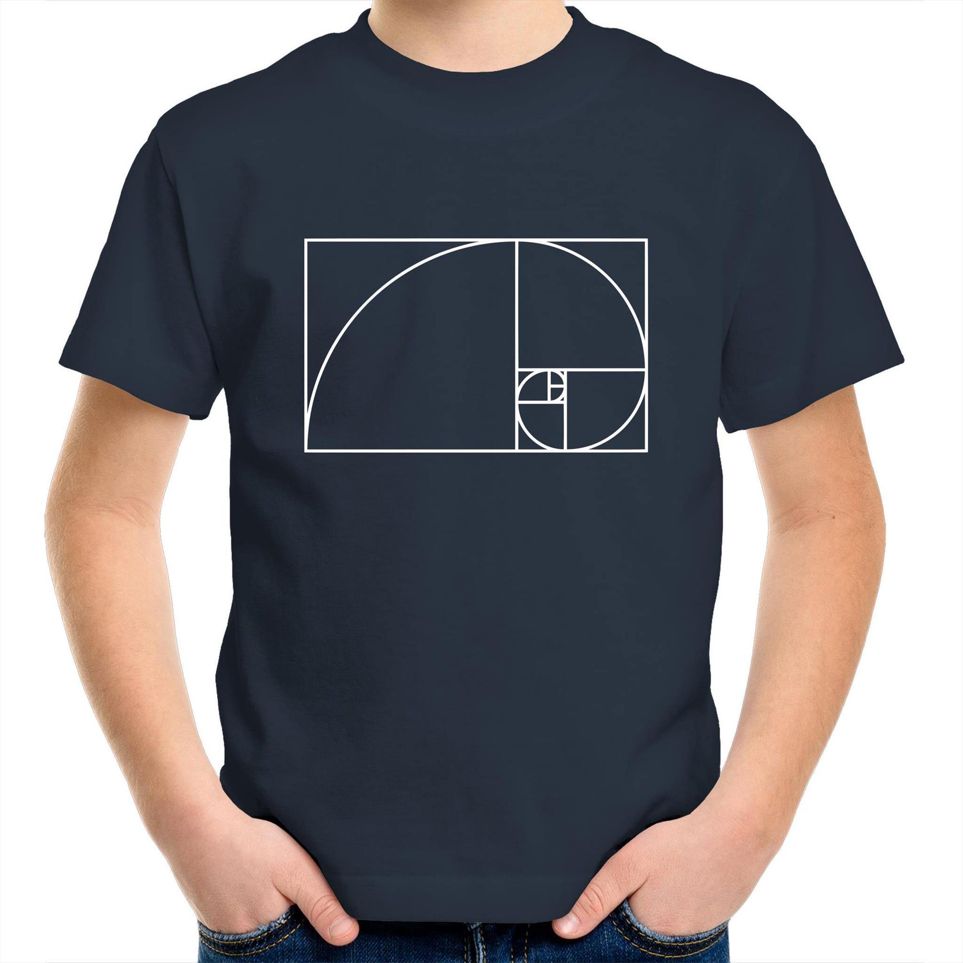 Fibonacci - Kids Youth Crew T-Shirt Navy Kids Youth T-shirt Science