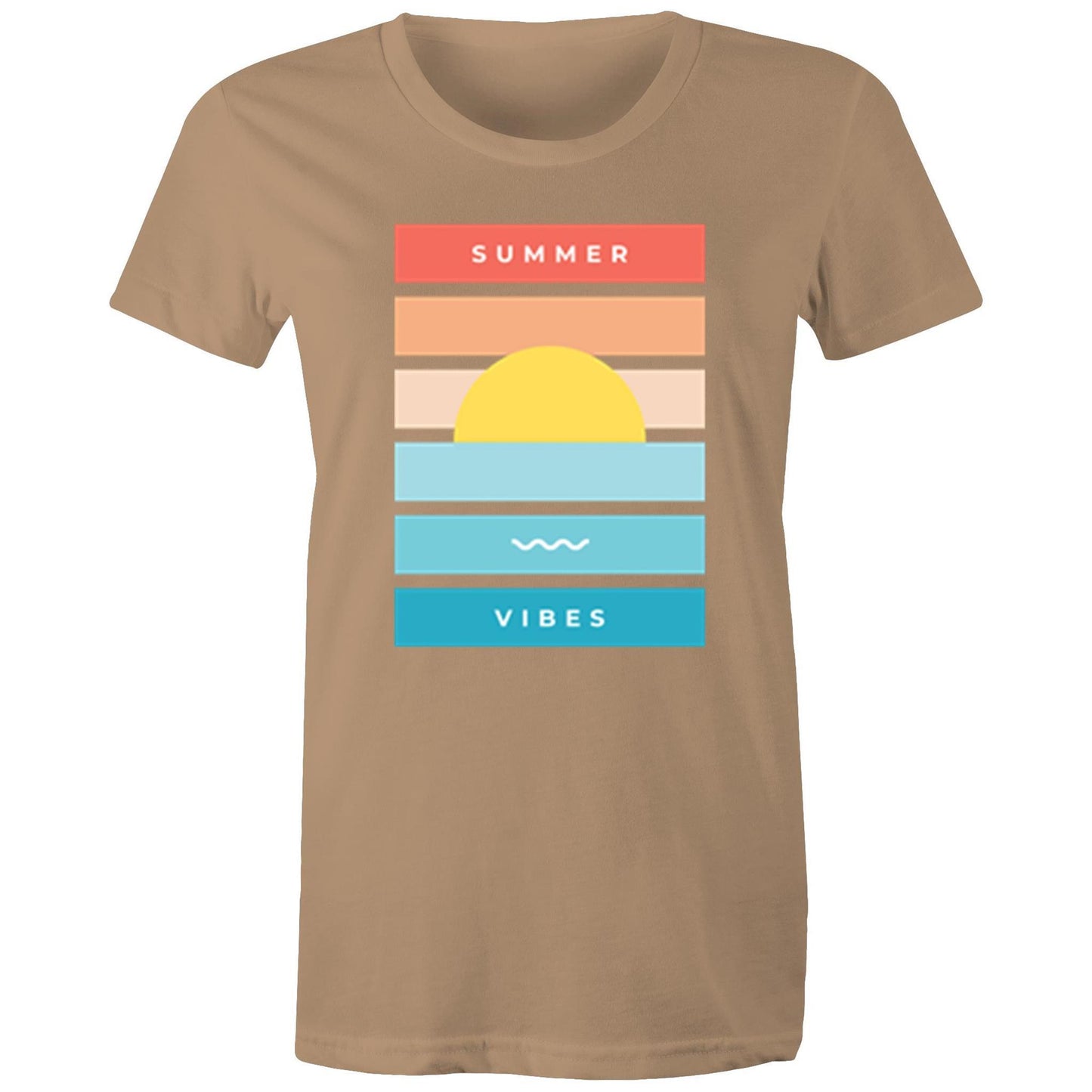 Summer Vibes - Women's T-shirt Tan Womens T-shirt Retro Summer Womens