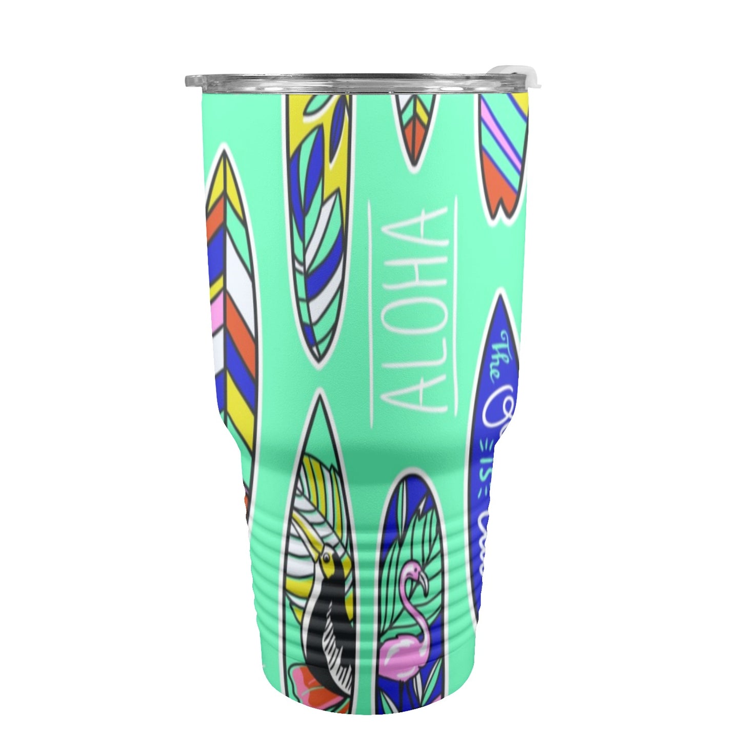 Surfboards - 30oz Insulated Stainless Steel Mobile Tumbler 30oz Insulated Stainless Steel Mobile Tumbler Printed Offshore Summer Surf