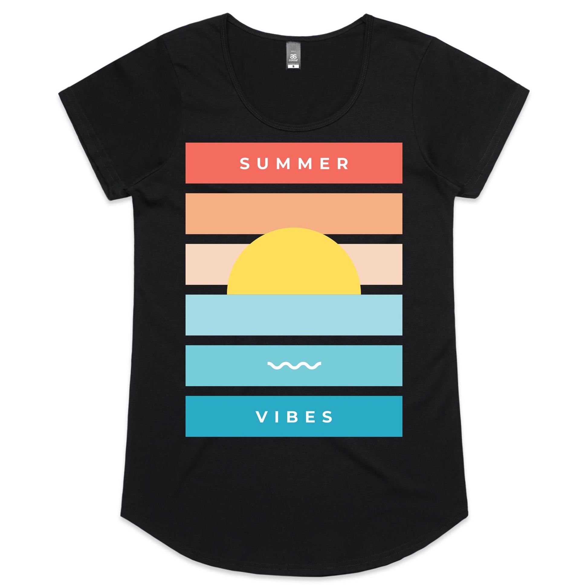 Summer Vibes - Womens Scoop Neck T-Shirt Black Womens Scoop Neck T-shirt Summer Womens