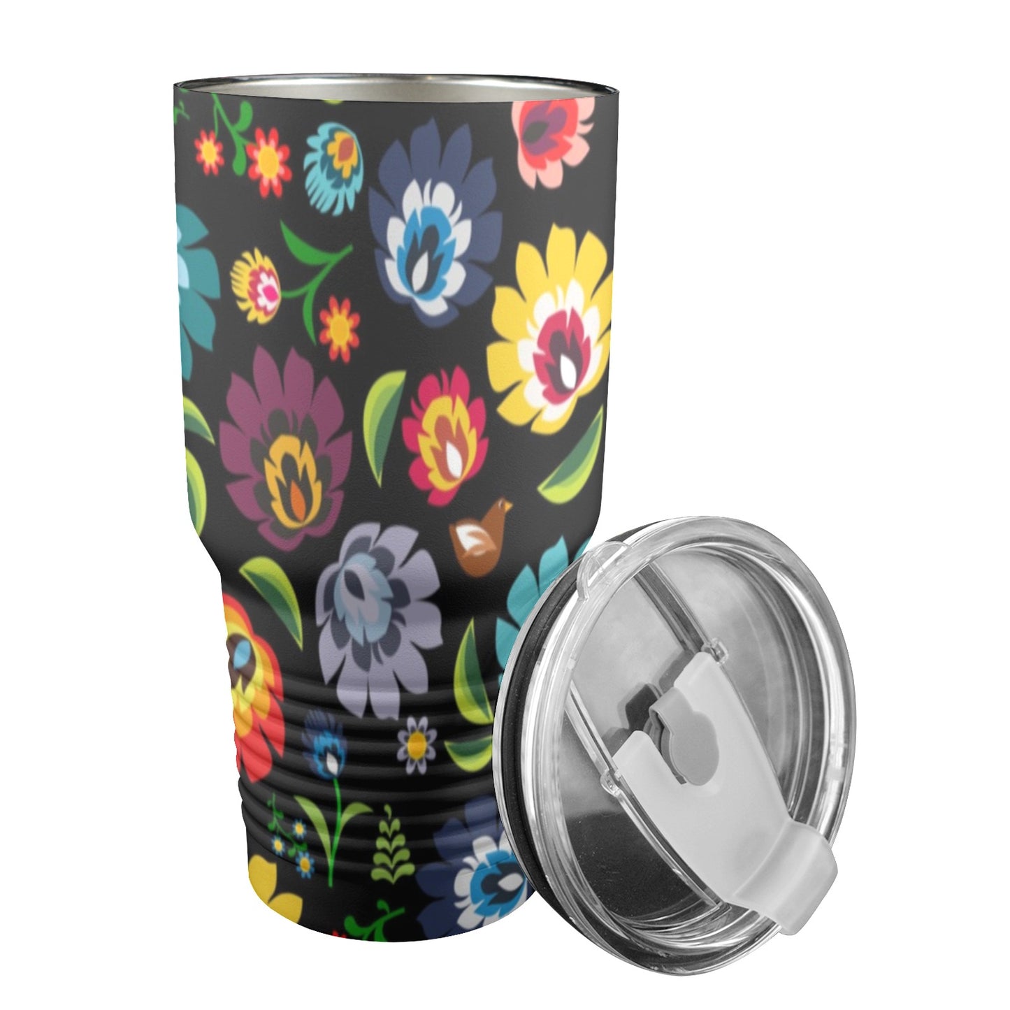 Bright Floral - 30oz Insulated Stainless Steel Mobile Tumbler 30oz Insulated Stainless Steel Mobile Tumbler Plants