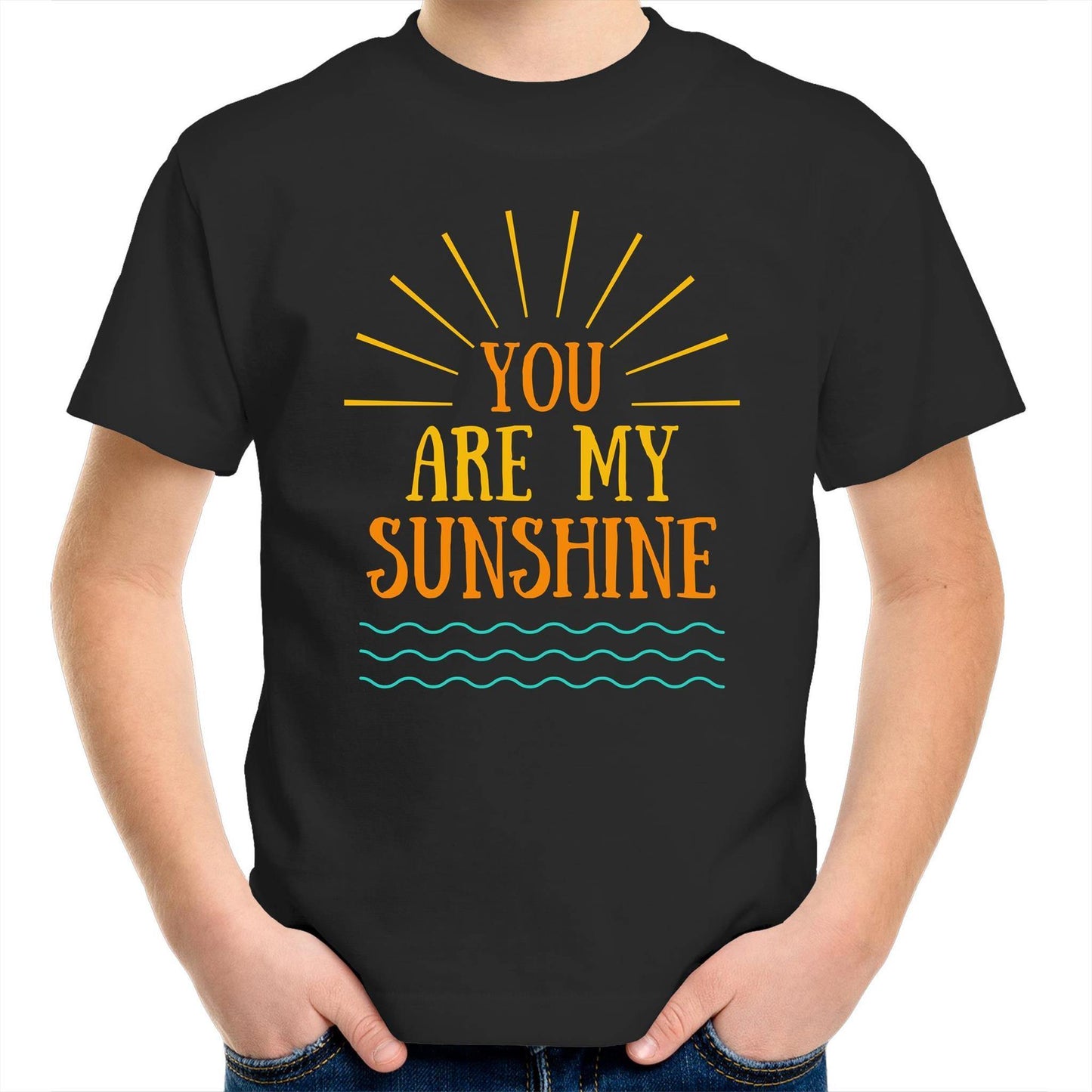 You Are My Sunshine - Kids Youth Crew T-Shirt Black Kids Youth T-shirt Summer
