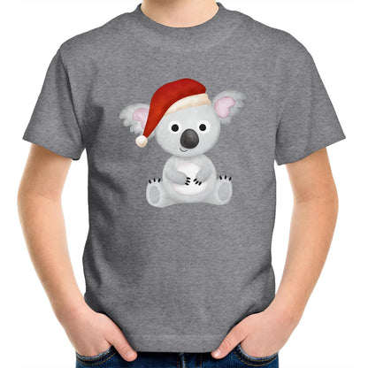 Christmas Koala - Kids Youth Crew T-Shirt Grey Marle Christmas Kids T-shirt Merry Christmas