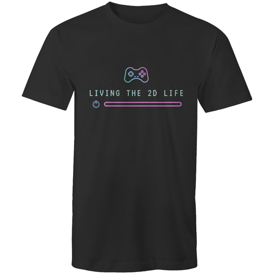 Living The 2D Life - Mens T-Shirt Black Mens T-shirt Games Tech