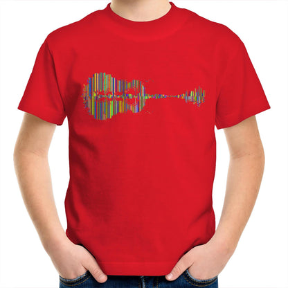 Guitar Reflection In Colour - Kids Youth Crew T-Shirt Red Kids Youth T-shirt Music