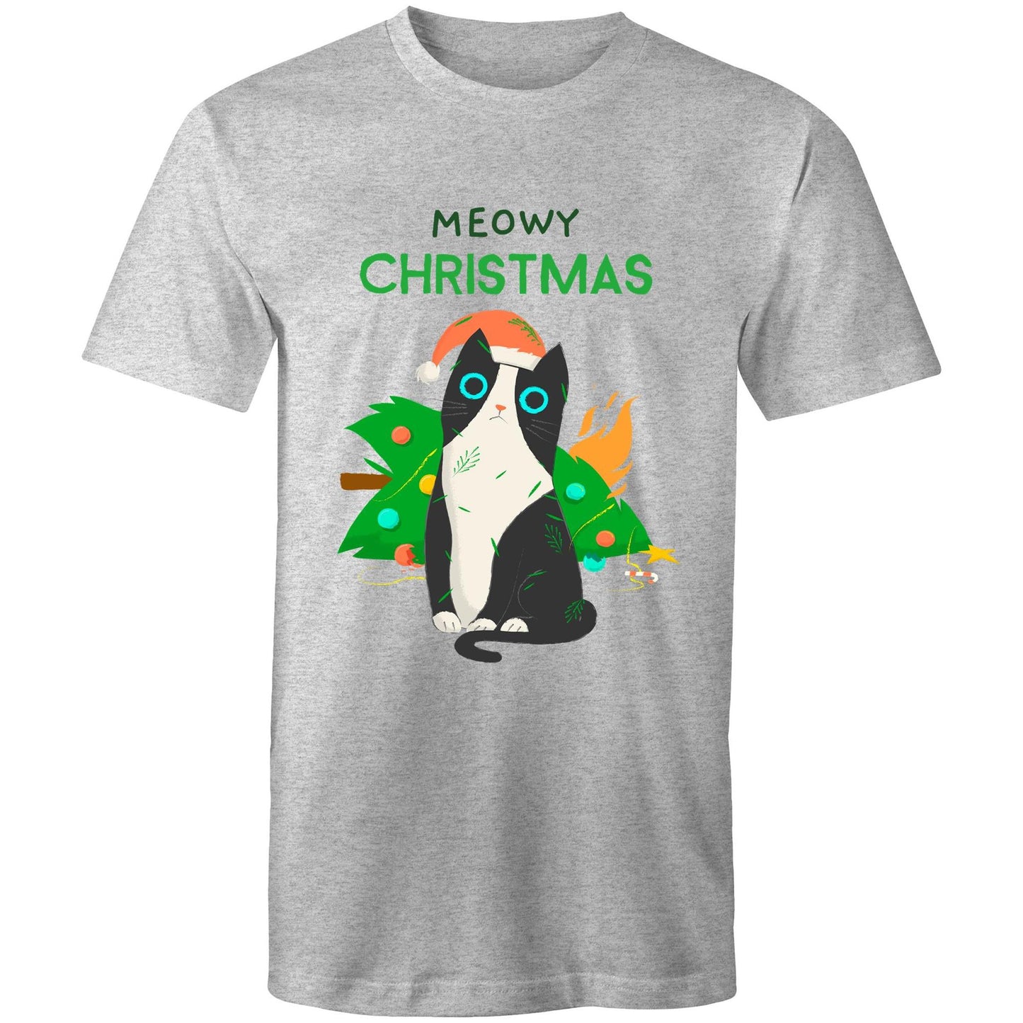 Meowy Christmas - Mens T-Shirt Grey Marle Christmas Mens T-shirt Merry Christmas