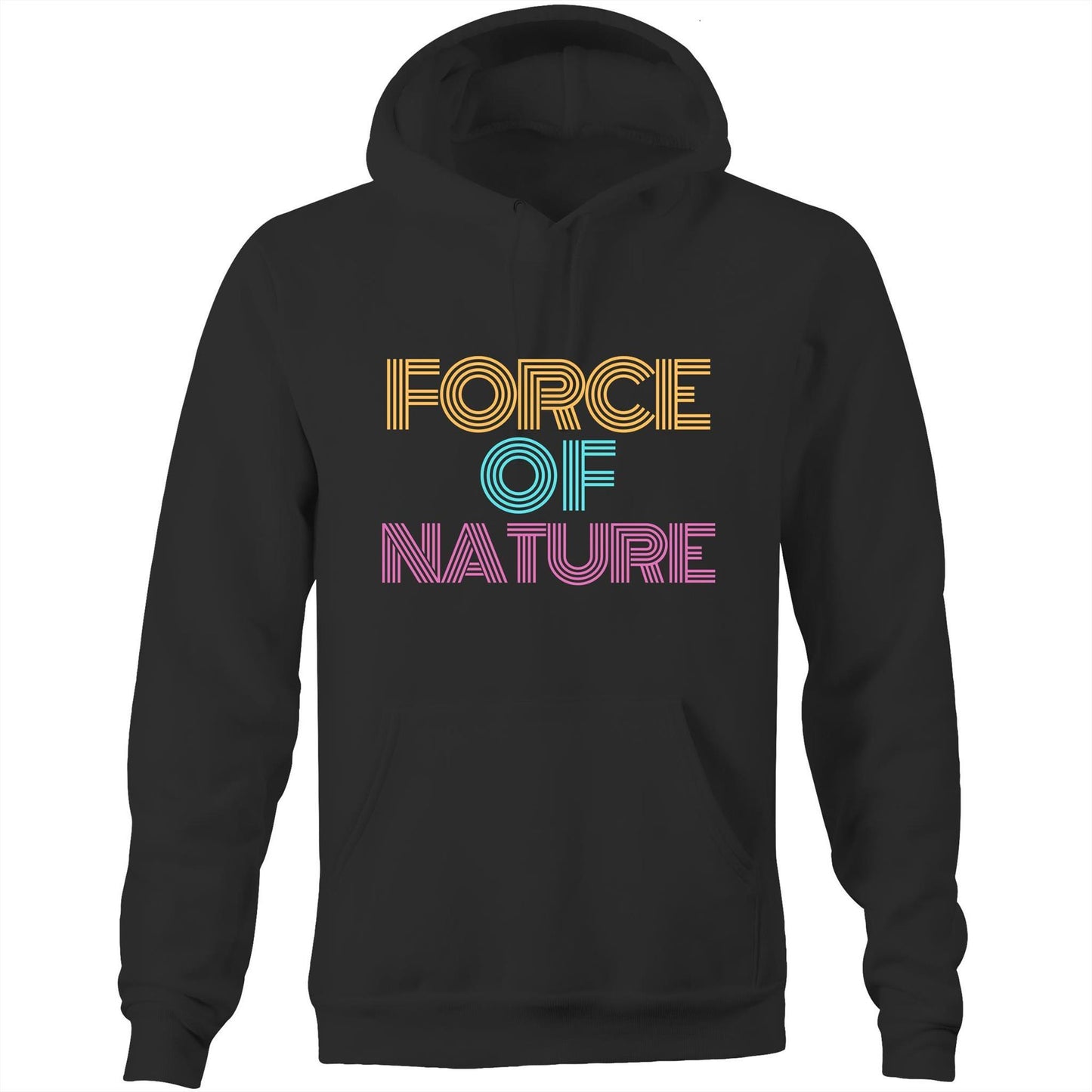 Force Of Nature - Pocket Hoodie Sweatshirt Black Hoodie Mens Womens