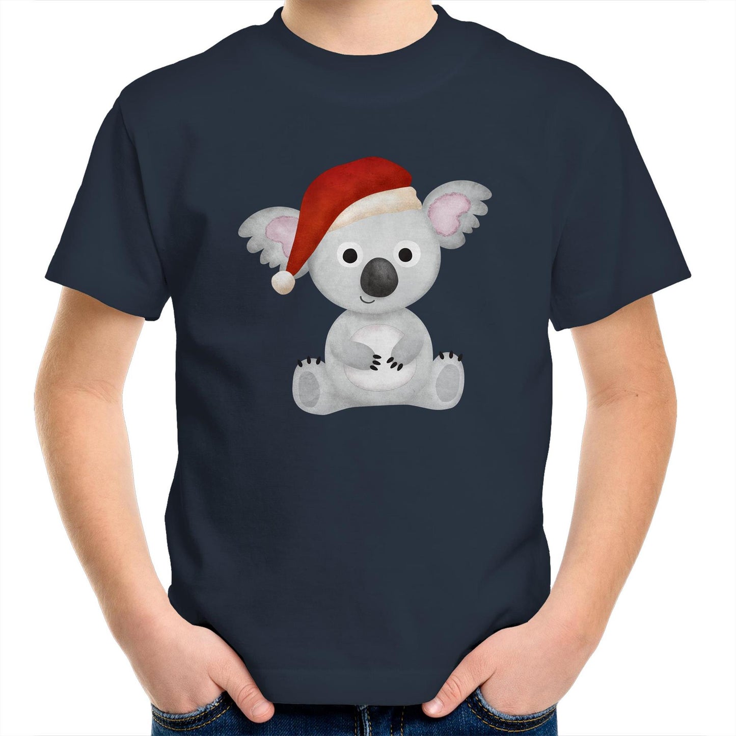 Christmas Koala - Kids Youth Crew T-Shirt Navy Christmas Kids T-shirt Merry Christmas