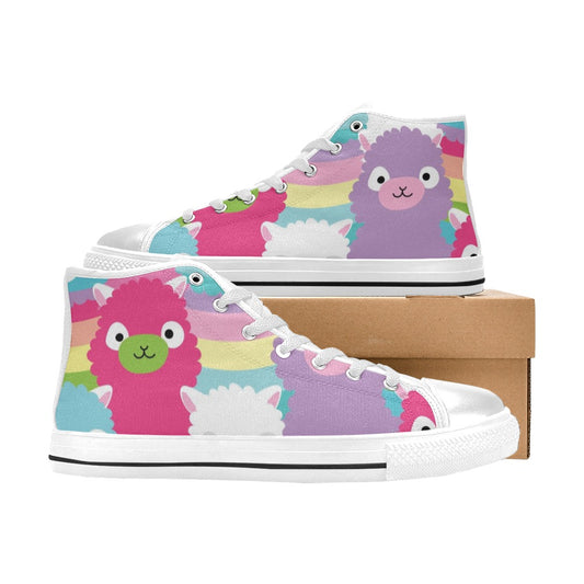 Llamas - High Top Canvas Shoes for Kids Kids High Top Canvas Shoes Printed Offshore