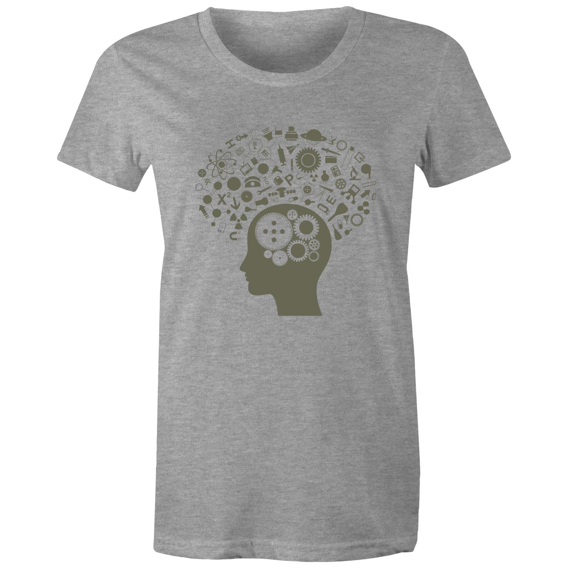 Science Brain - Womens T-shirt Grey Marle Womens T-shirt Science Womens