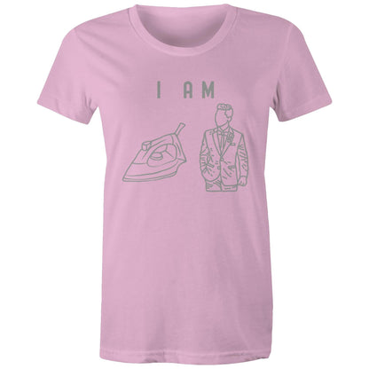 I Am Ironing Man - Womens T-shirt Pink Womens T-shirt comic Funny