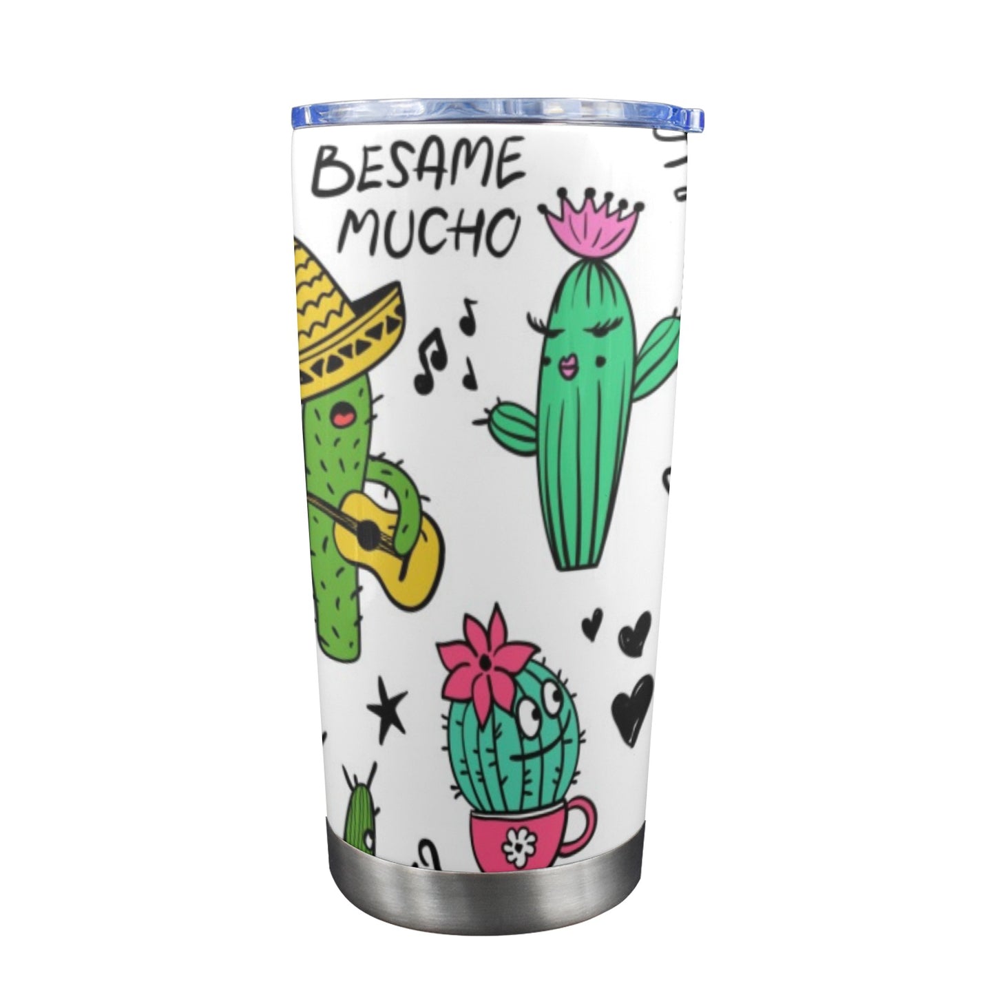 Chatty Cactus - 20oz Travel Mug with Clear Lid Clear Lid Travel Mug