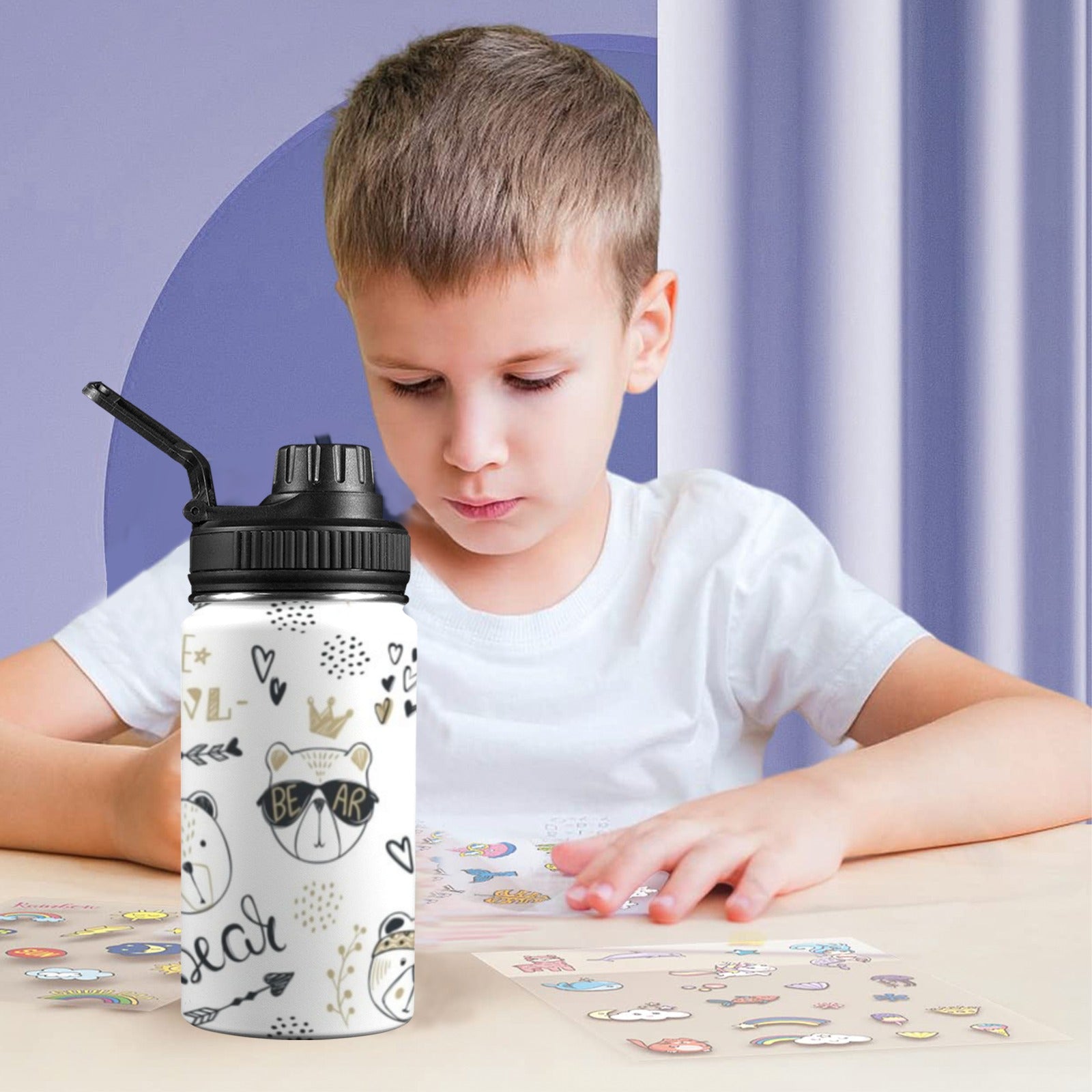 Bears - Kids Water Bottle with Chug Lid (12 oz) Kids Water Bottle with Chug Lid animal