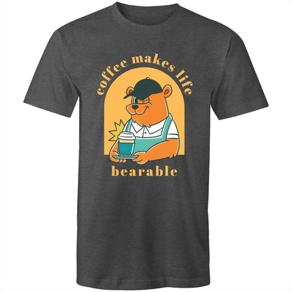 Coffee Makes Life Bearable - Mens T-Shirt Asphalt Marle Mens T-shirt animal Coffee