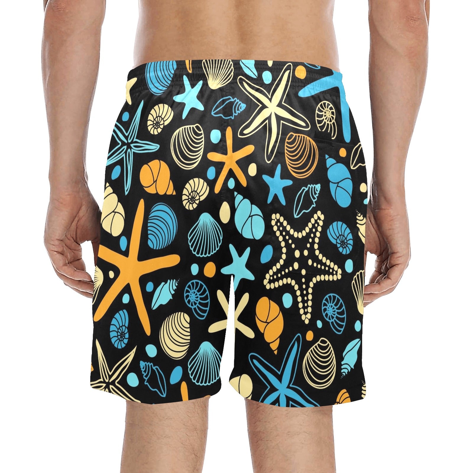 Starfish And Shells - Men's Mid-Length Beach Shorts Men's Mid-Length Beach Shorts Printed Offshore Summer