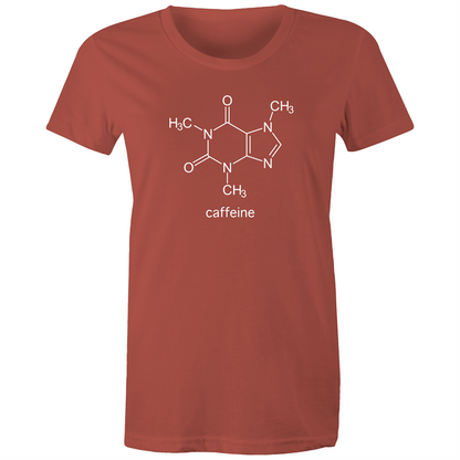 Caffeine Molecule - Women's T-shirt Coral Womens T-shirt Coffee Science Womens