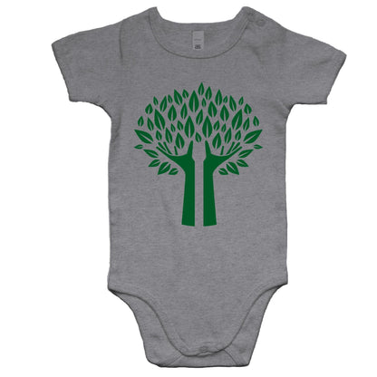Green Tree - Baby Bodysuit Grey Marle Baby Bodysuit Environment kids Plants