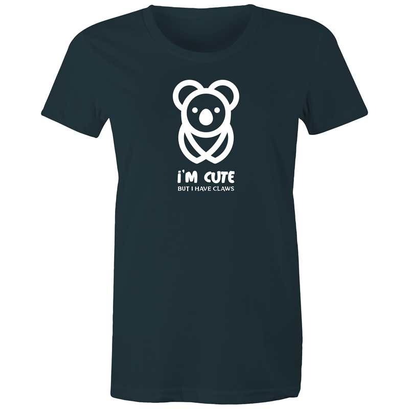 Koala, I'm Cute But I Have Claws - Women's T-shirt Indigo Womens T-shirt animal Funny Womens
