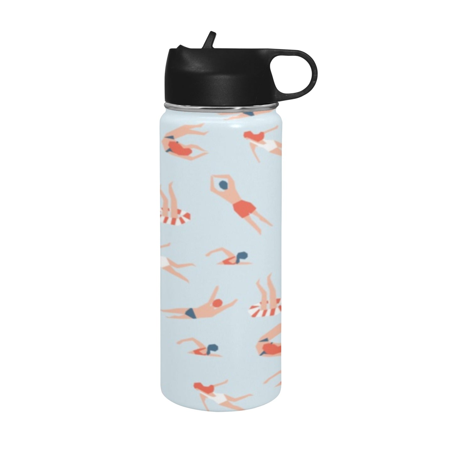 Summer Swim - Insulated Water Bottle with Straw Lid (18 oz) Insulated Water Bottle with Straw Lid Printed Offshore