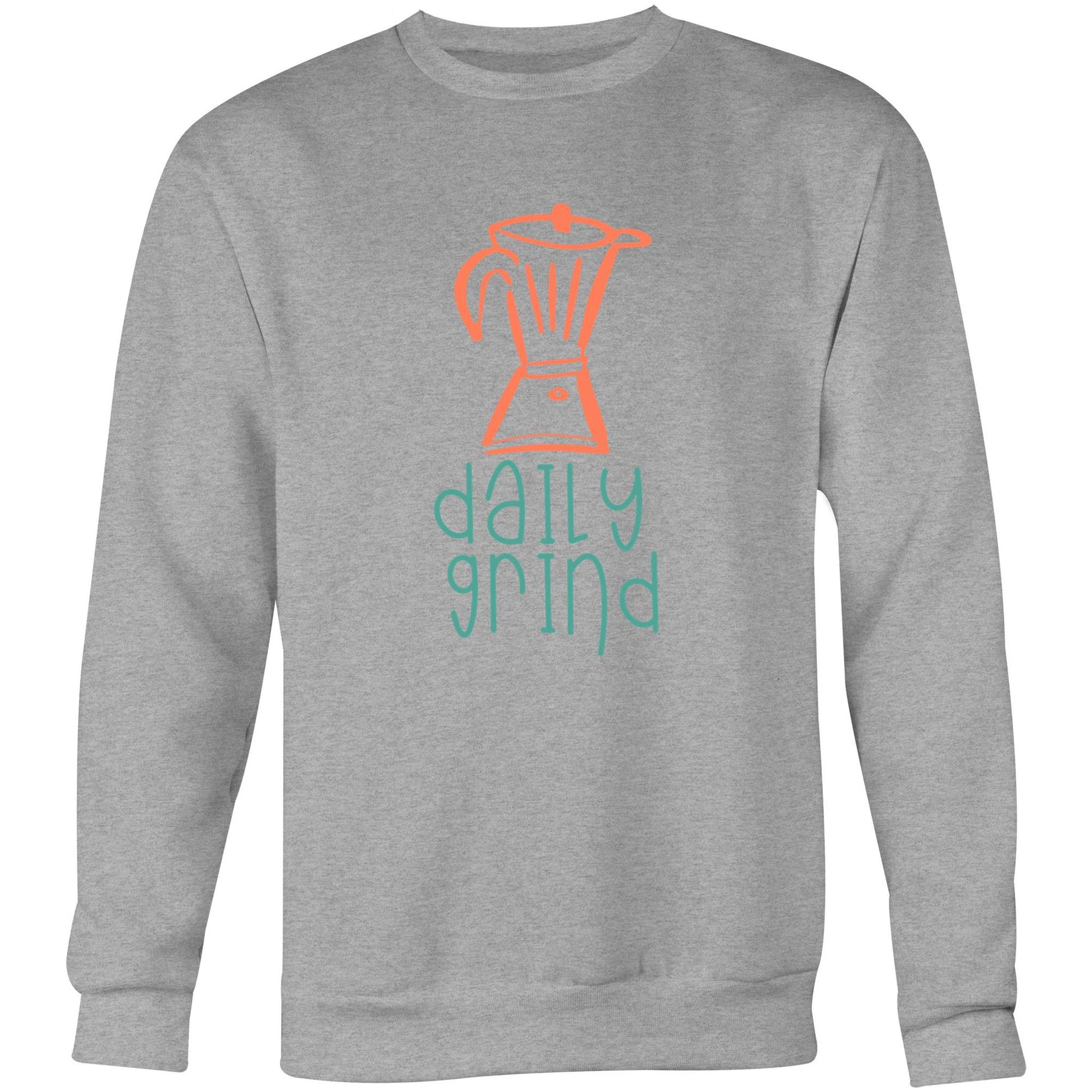 Daily Grind - Crew Sweatshirt Grey Marle Sweatshirt Coffee Mens Womens