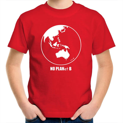 No Planet B - Kids Youth Crew T-Shirt Red Kids Youth T-shirt Environment