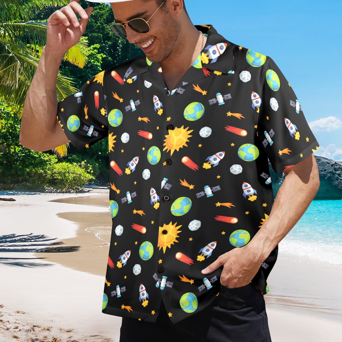 Busy Space - Mens Hawaiian Shirt Mens Hawaiian Shirt