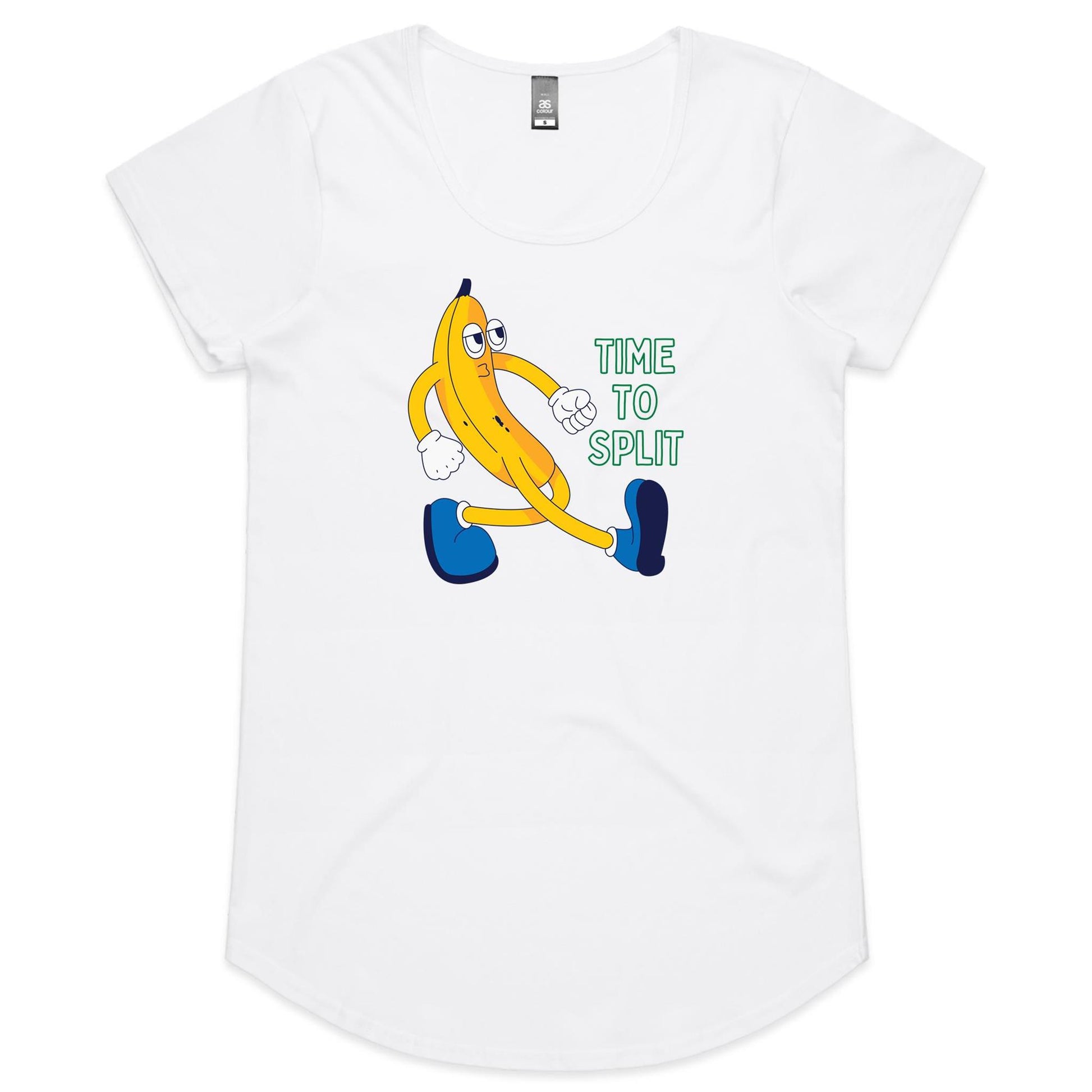 Banana, Time To Split - Womens Scoop Neck T-Shirt White Womens Scoop Neck T-shirt Funny