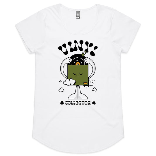 Vinyl Collector - Womens Scoop Neck T-Shirt White Womens Scoop Neck T-shirt Music Retro