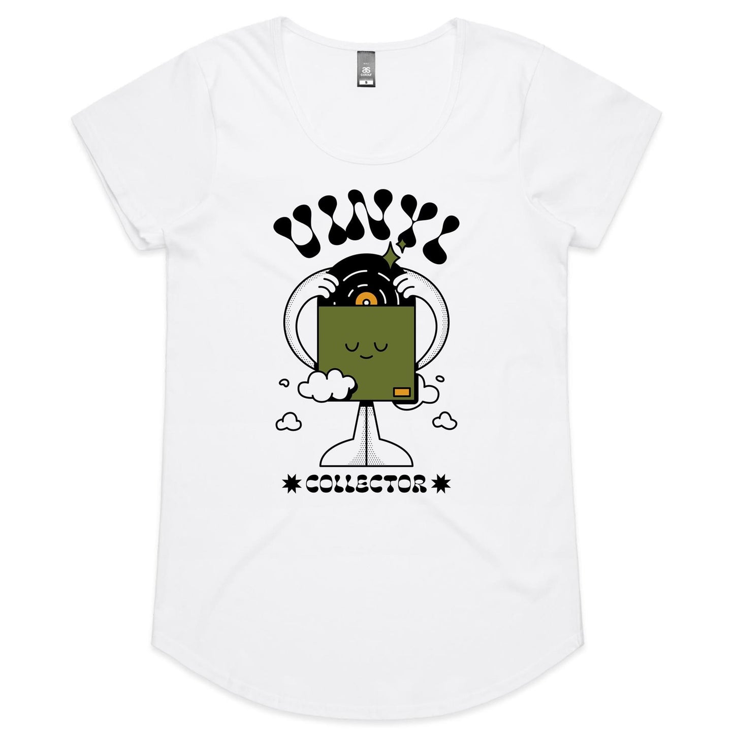 Vinyl Collector - Womens Scoop Neck T-Shirt White Womens Scoop Neck T-shirt Music Retro