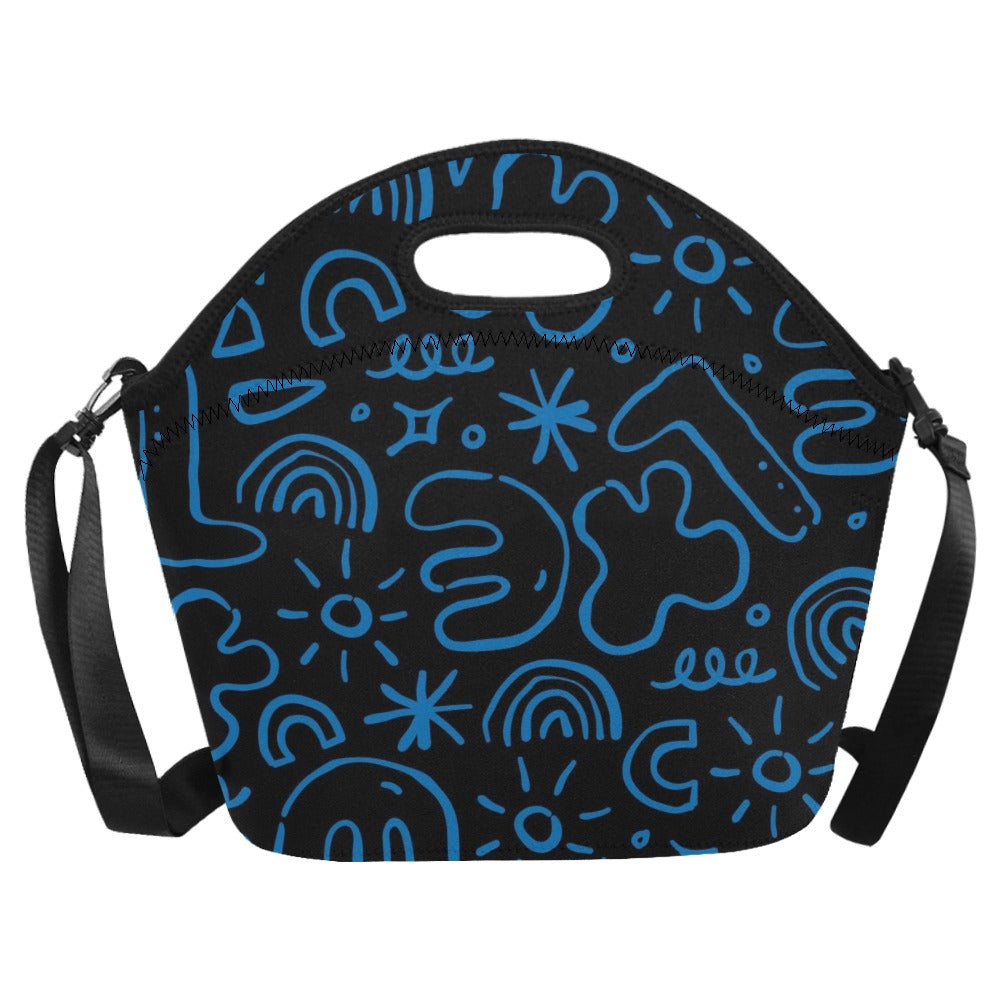 Blue Squiggle - Neoprene Lunch Bag/Large Neoprene Lunch Bag/Large Printed Offshore