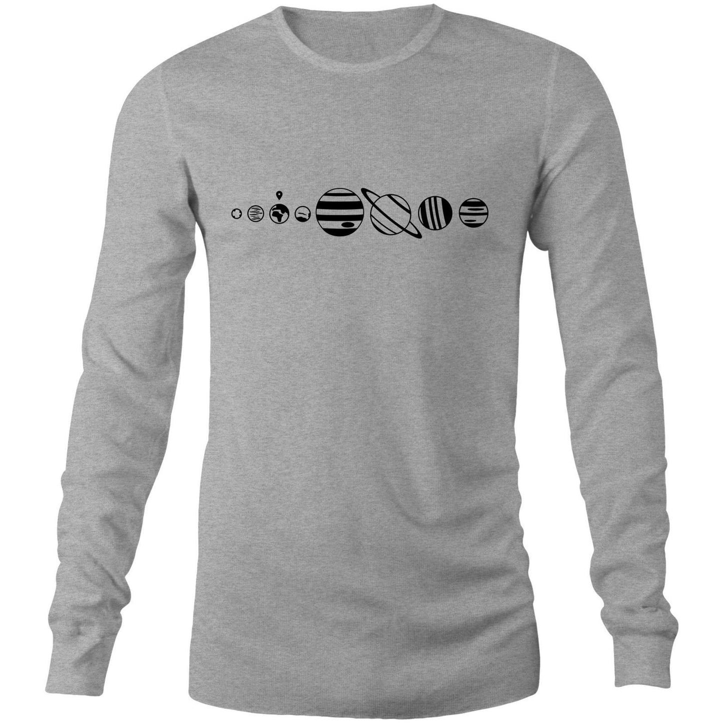 You Are Here - Long Sleeve T-Shirt Grey Marle Unisex Long Sleeve T-shirt Mens Space Womens