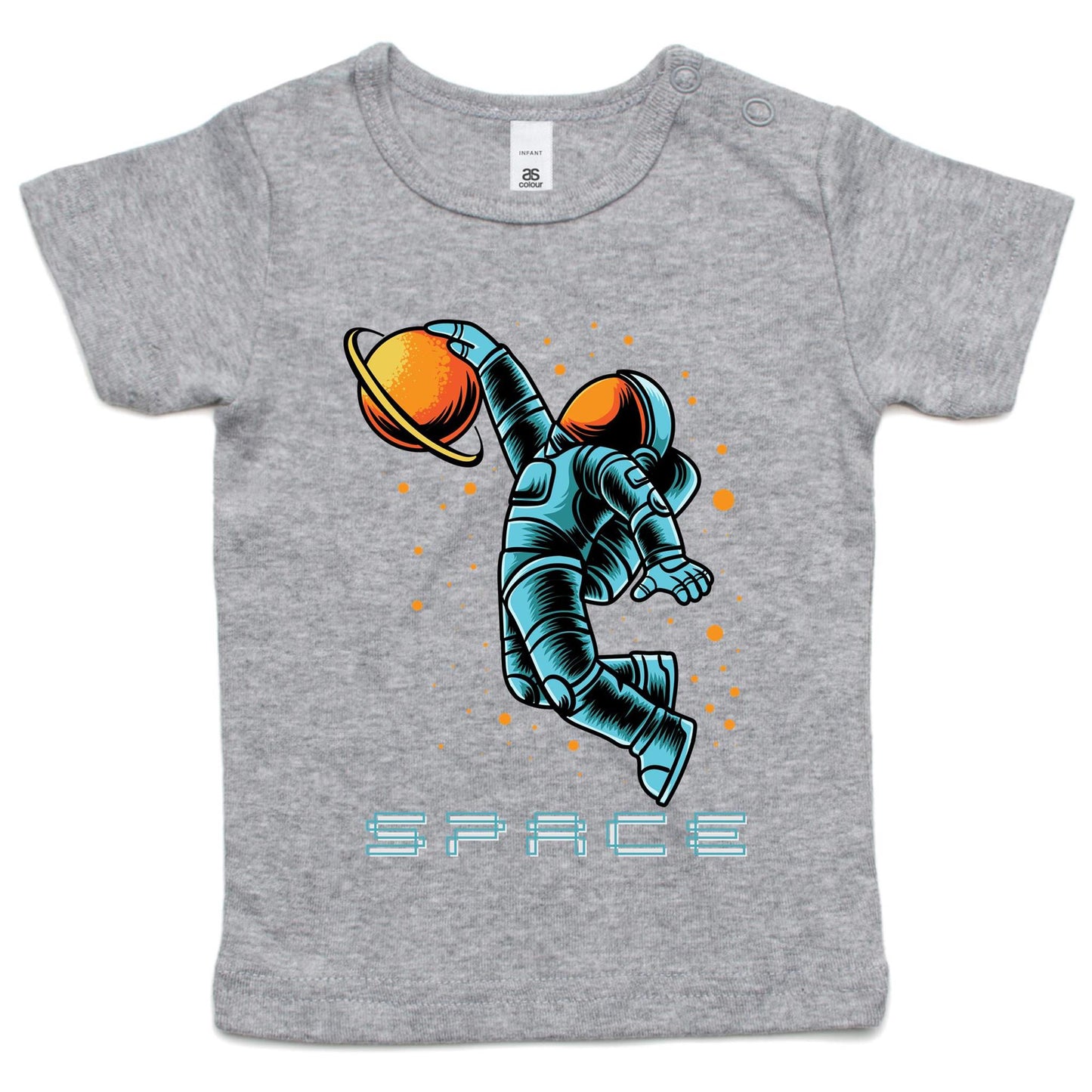 Astronaut Basketball - Baby T-shirt Grey Marle Space