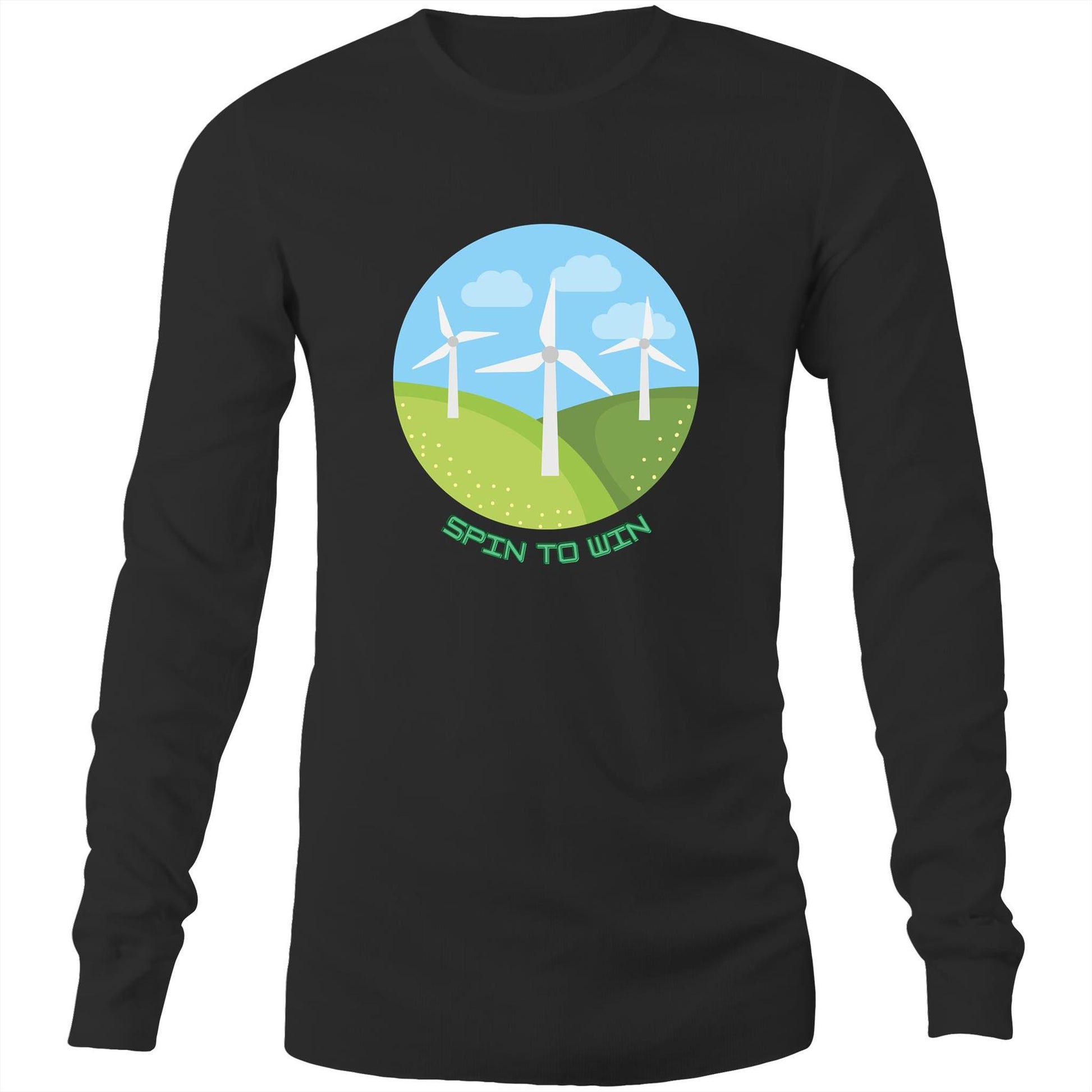 Spin To Win - Long Sleeve T-Shirt Black Unisex Long Sleeve T-shirt Environment Mens Womens