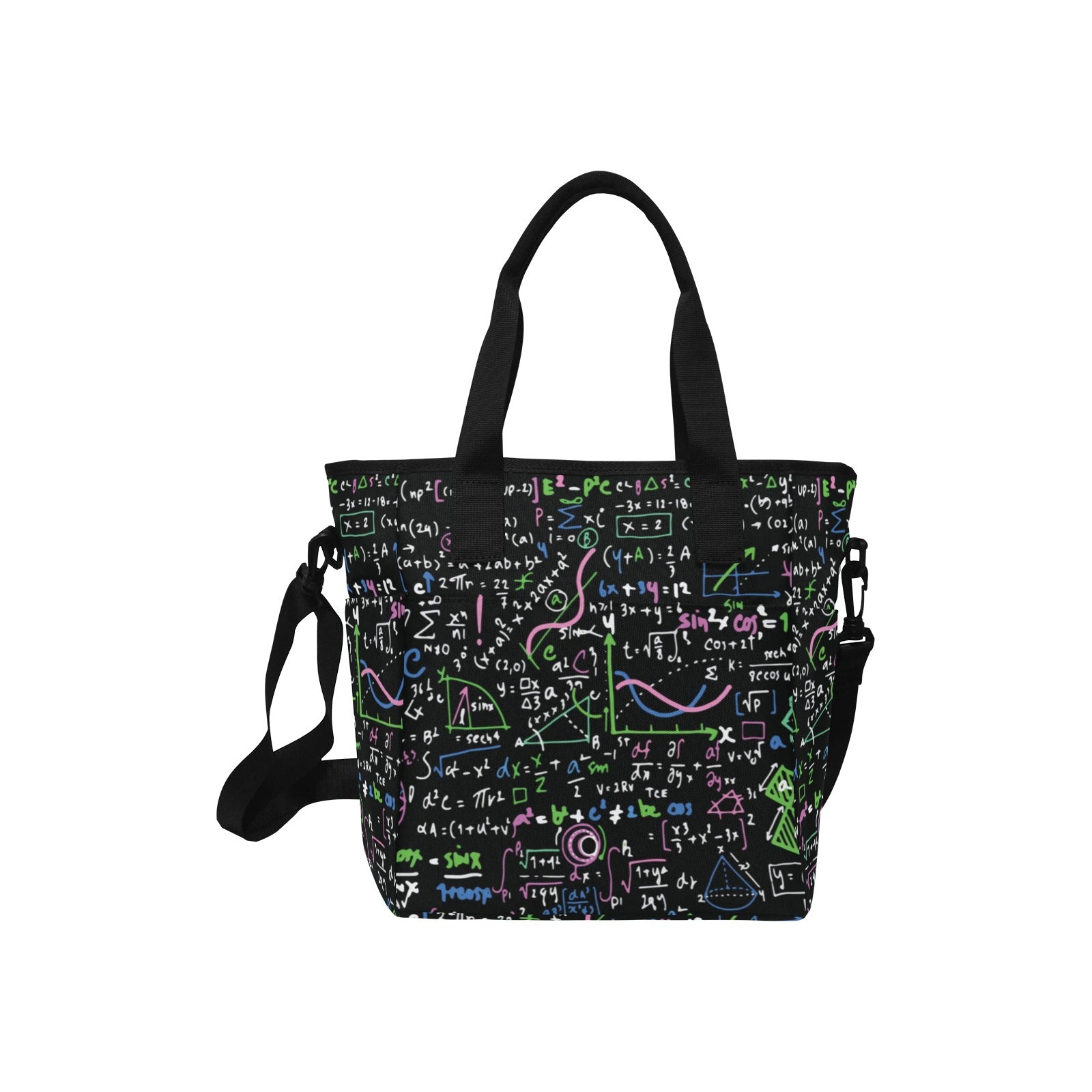 Equations In Green And Pink - Tote Bag with Shoulder Strap Nylon Tote Bag