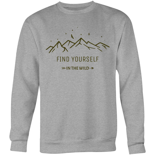 Find Yourself In The Wild - Crew Sweatshirt Grey Marle Sweatshirt Mens Womens