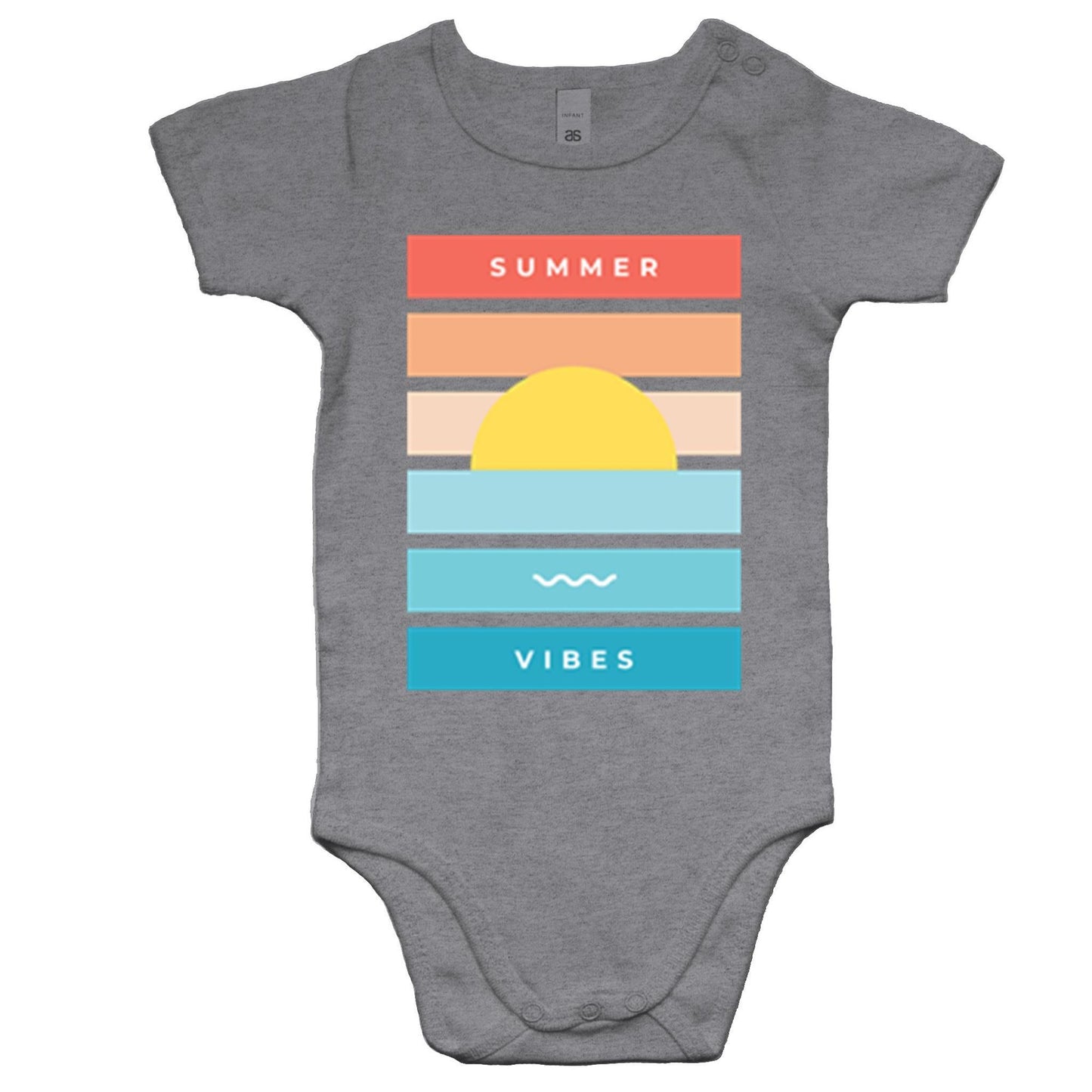 Summer Vibes - Baby Bodysuit Grey Marle Baby Bodysuit kids Summer