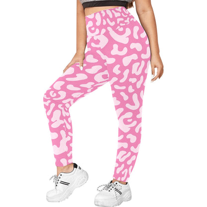 Pink Leopard - Women's Plus Size High Waist Leggings Women's Plus Size High Waist Leggings animal