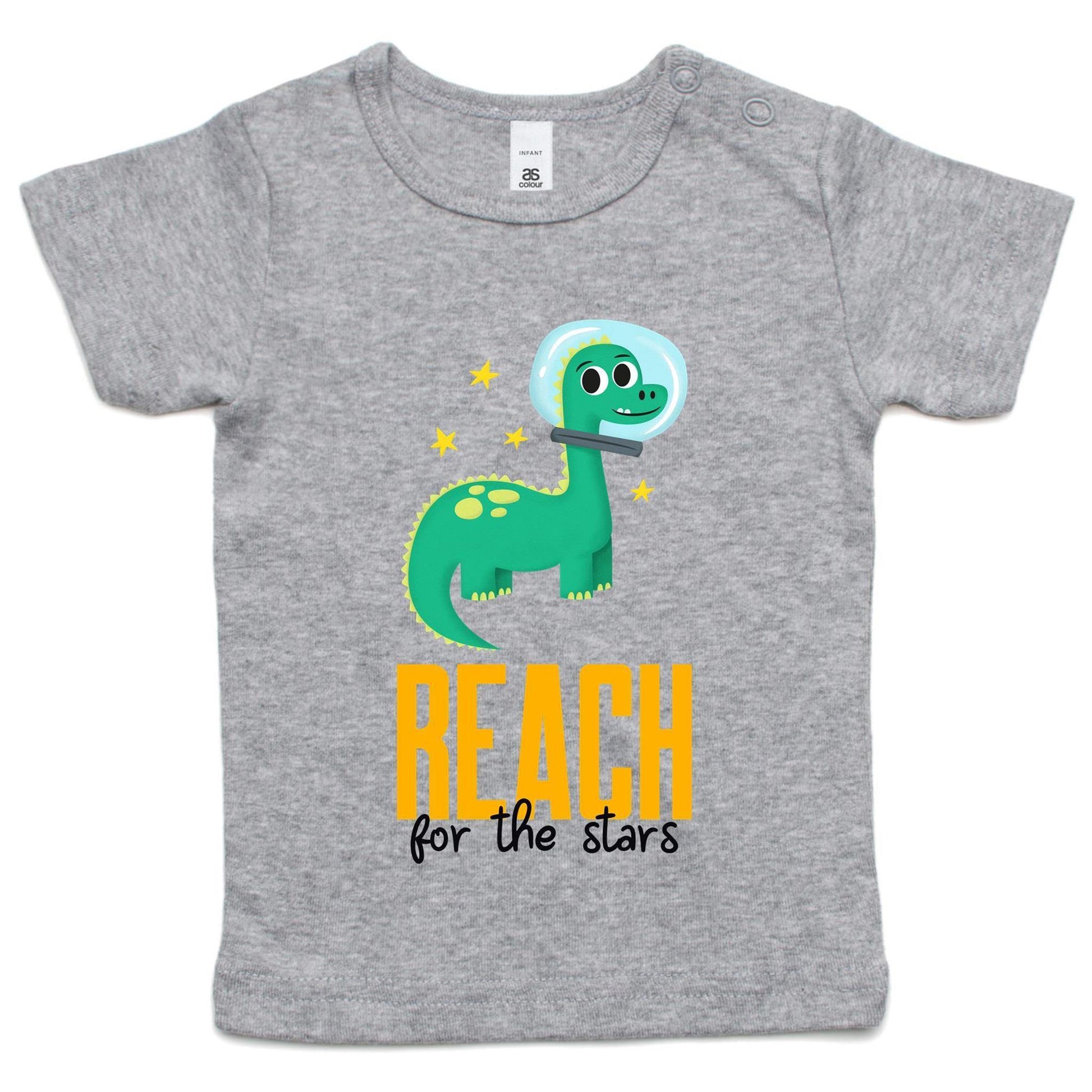 Reach For The Stars - Baby T-shirt Grey Marle Baby T-shirt animal kids Space