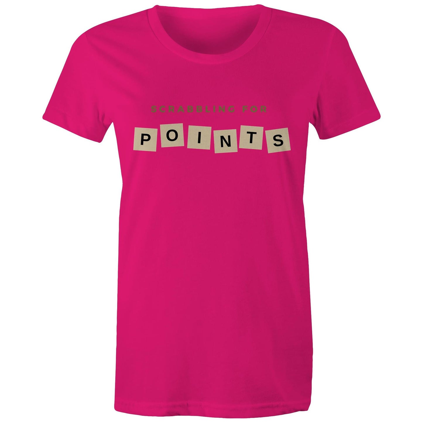 Scrabbling For Points - Womens T-shirt Fuchsia Womens T-shirt Games