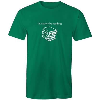 I'd Rather Be Reading - Mens T-Shirt Kelly Green Mens T-shirt Funny Mens