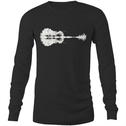 Guitar Reflection - Long Sleeve T-Shirt Black Unisex Long Sleeve T-shirt Music