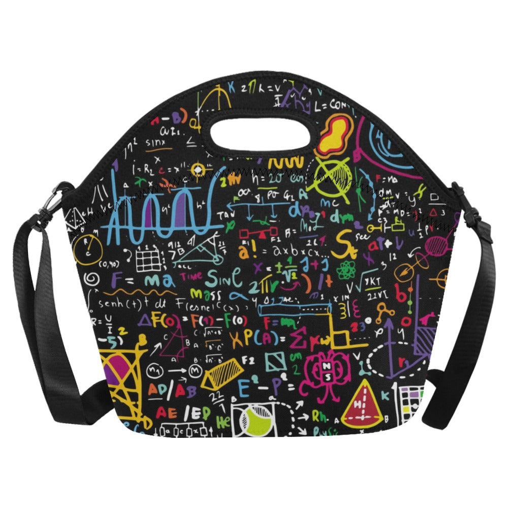 Math Scribbles - Neoprene Lunch Bag/Large Neoprene Lunch Bag/Large Maths Printed Offshore Science