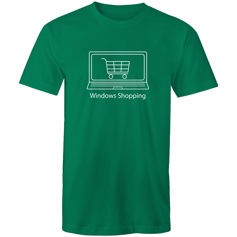 Windows Shopping - Mens T-Shirt Kelly Green Mens T-shirt Funny Mens
