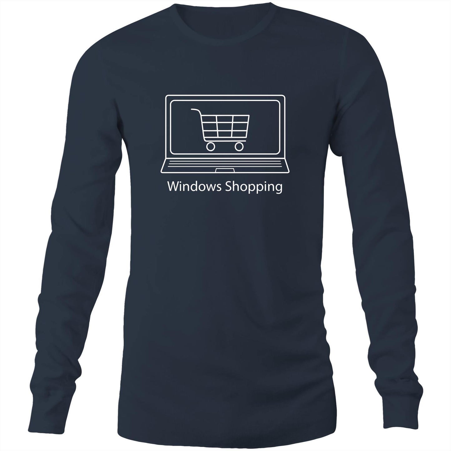 Windows Shopping - Long Sleeve T-Shirt Navy Unisex Long Sleeve T-shirt Mens Womens
