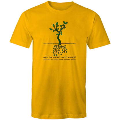 Square Roots - Mens T-Shirt Gold Mens T-shirt Maths Plants Science