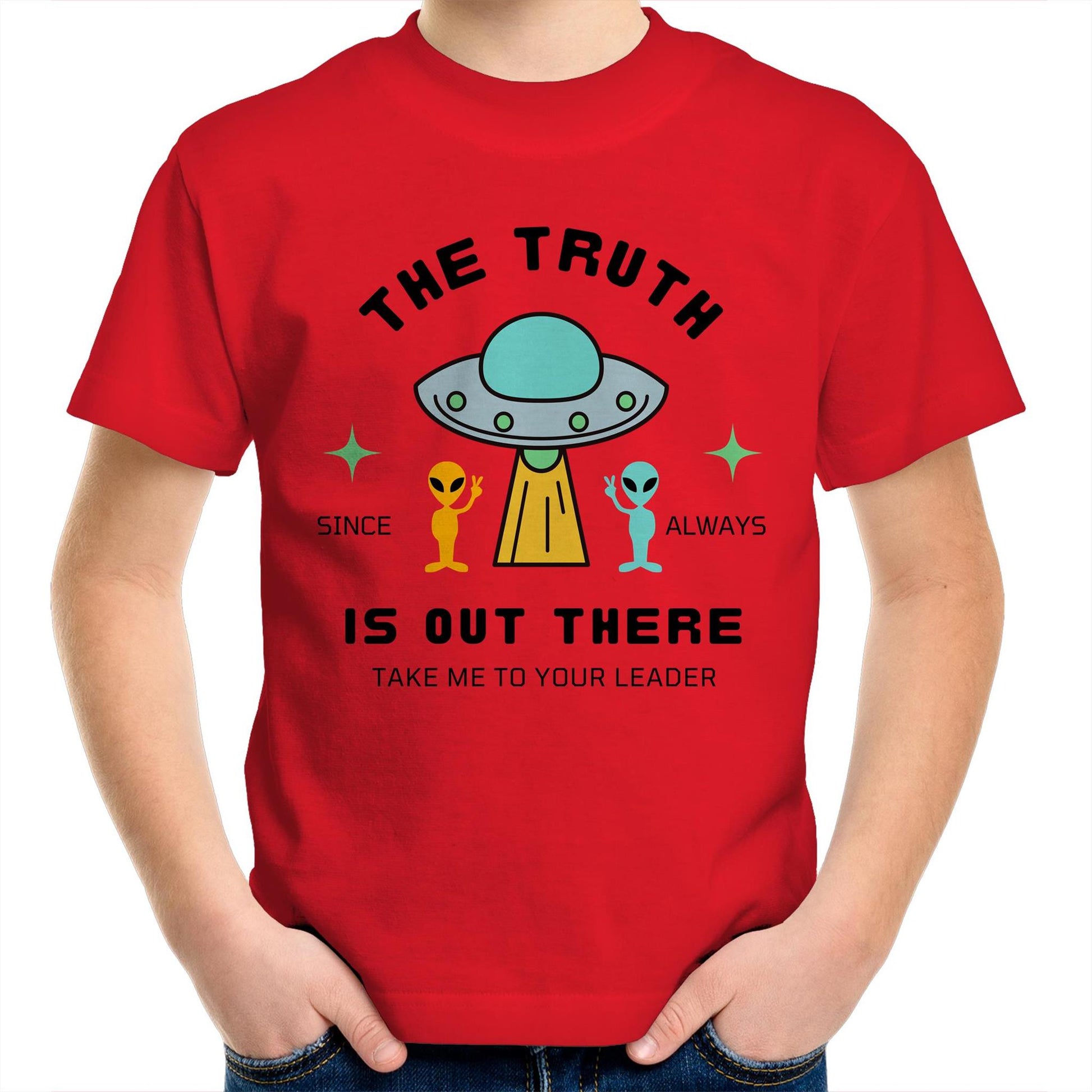The Truth Is Out There - Kids Youth Crew T-Shirt Red Kids Youth T-shirt Sci Fi