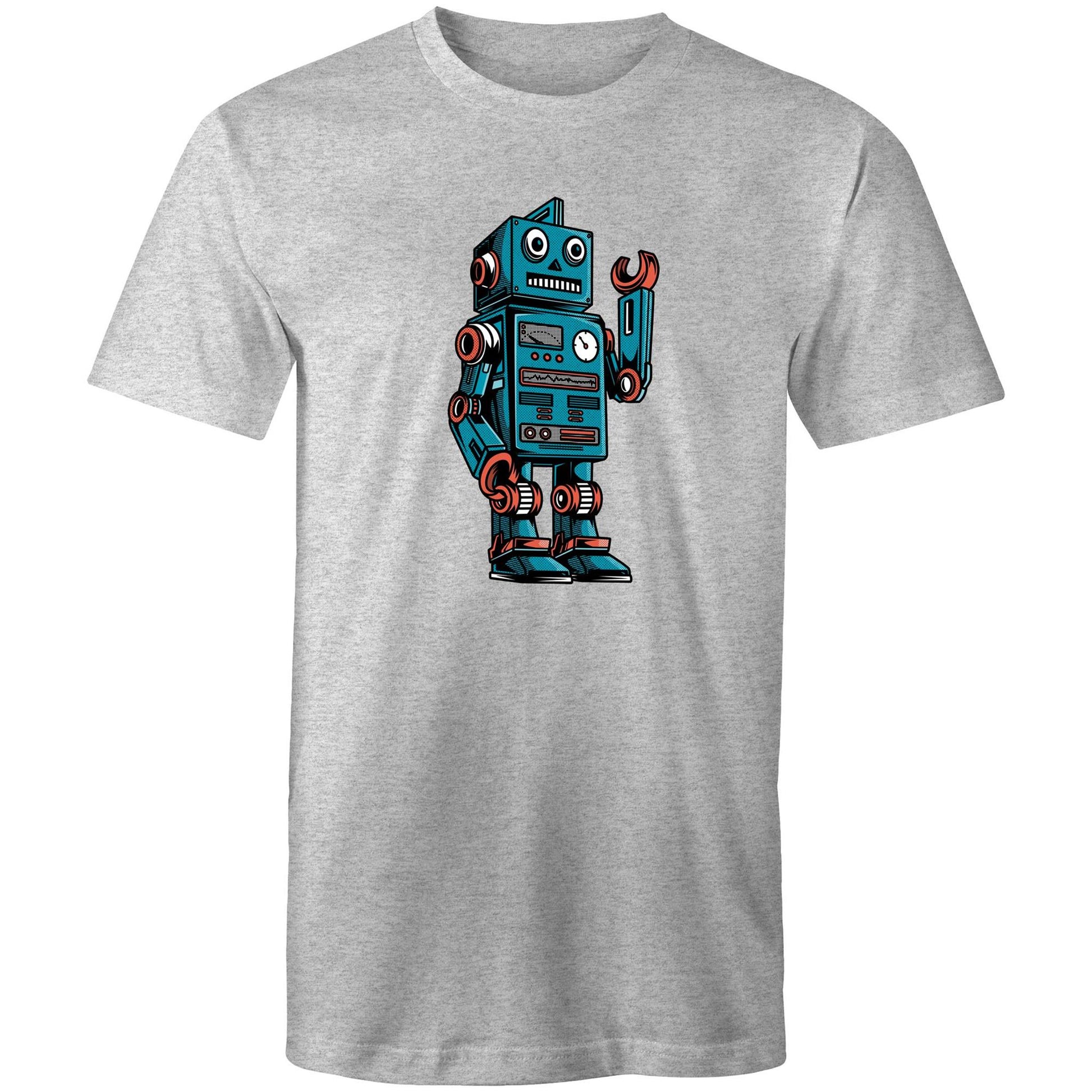 Robot - Mens T-Shirt Grey Marle Mens T-shirt Sci Fi