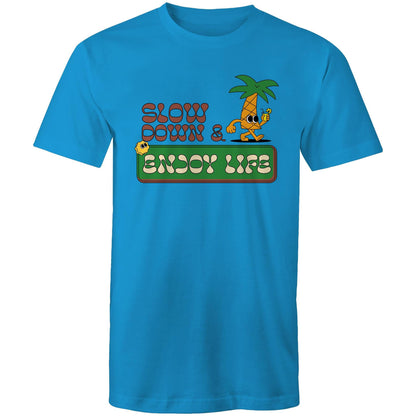 Slow Down & Enjoy Life - Mens T-Shirt Arctic Blue Mens T-shirt Motivation Summer