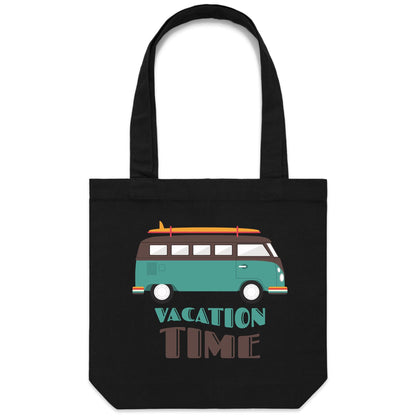 Vacation Time - Canvas Tote Bag Black One-Size Tote Bag Summer