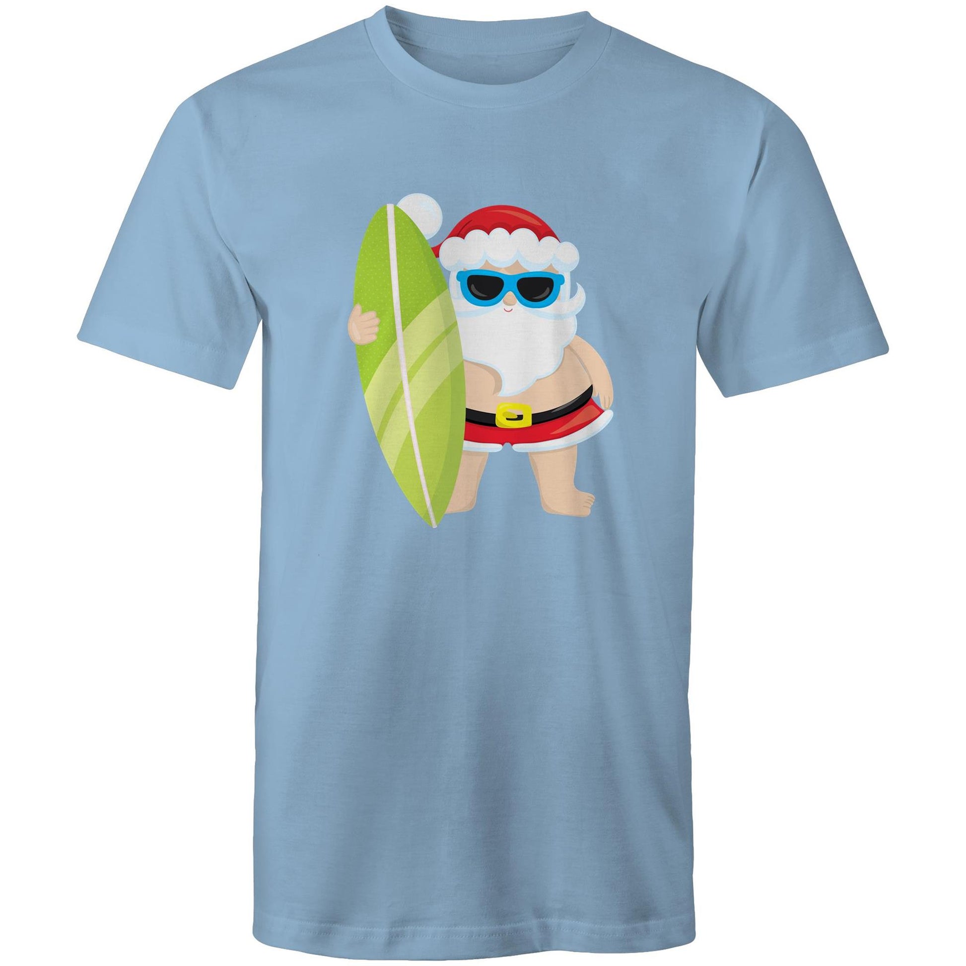 Surf Santa - Mens T-Shirt Carolina Blue Christmas Mens T-shirt Merry Christmas